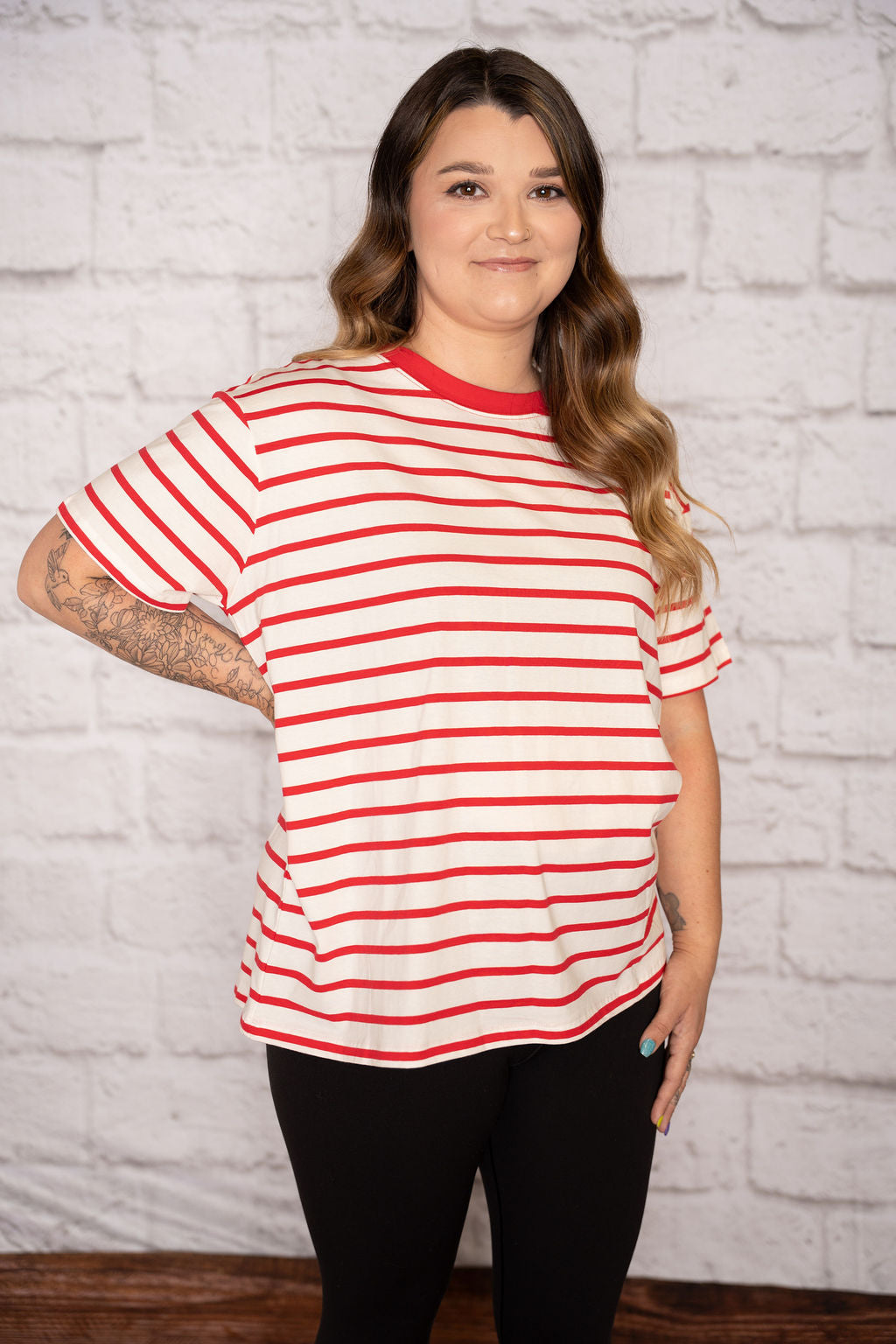 Annie Stripe Top - Red - PLUS