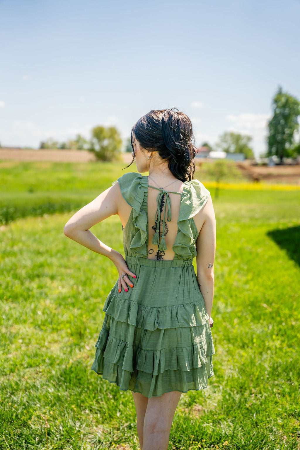 Flutter Dress - Lt Olive