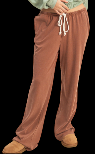 Oversized Drawstring Pants - Chestnut