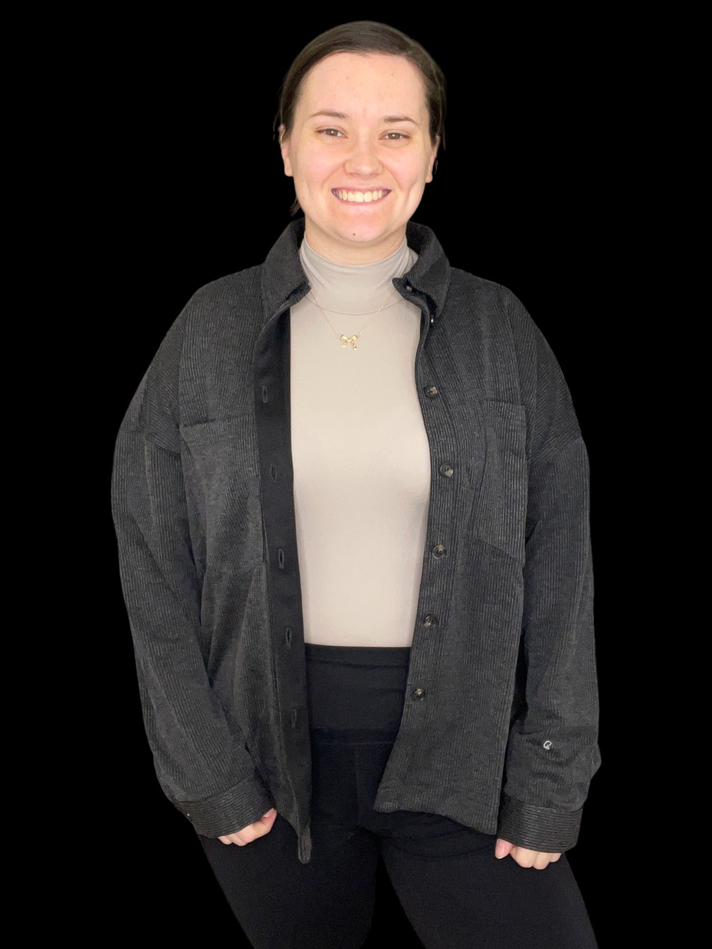 Oversized Pinstriped Button Down Shacket