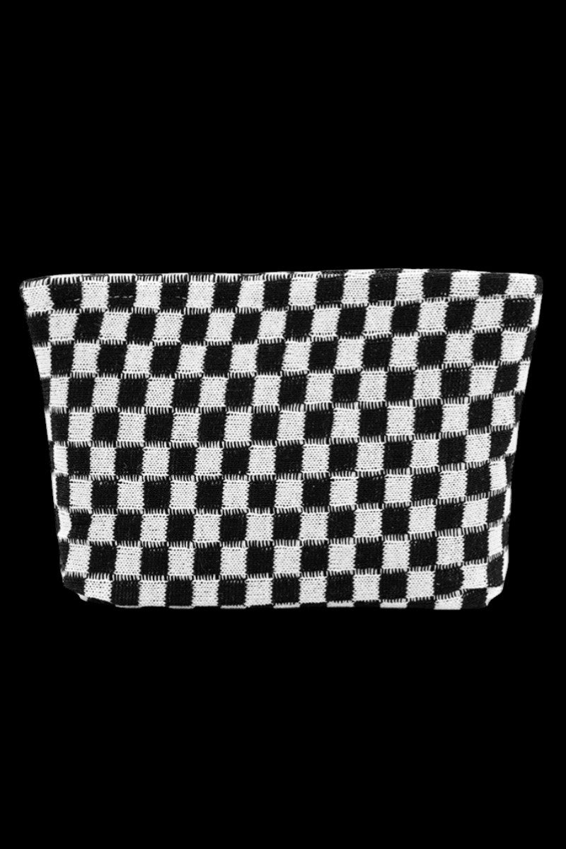 Checkered Cosmetic Bag - Black