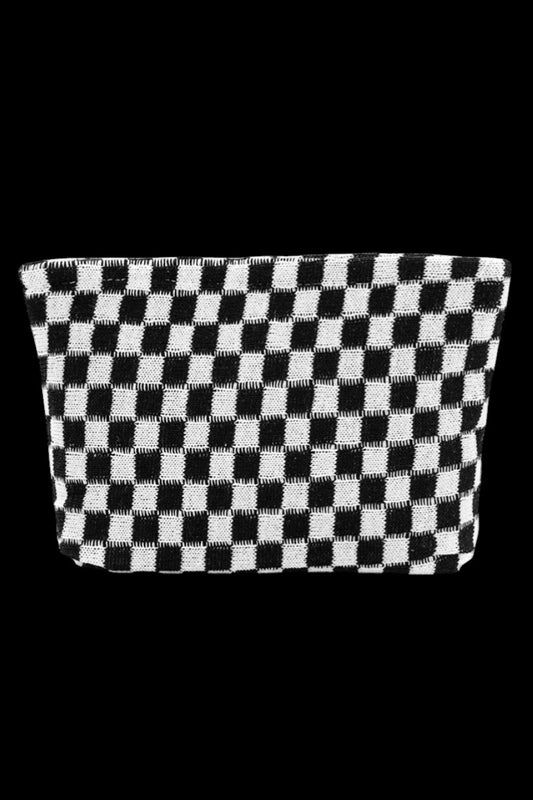 Checkered Cosmetic Bag - Black