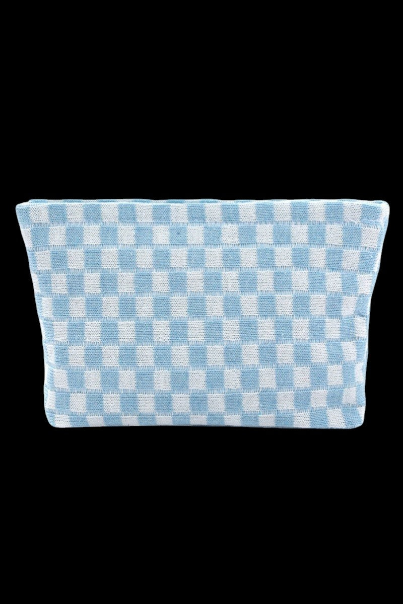 Checkered Cosmetic Bag - Blue