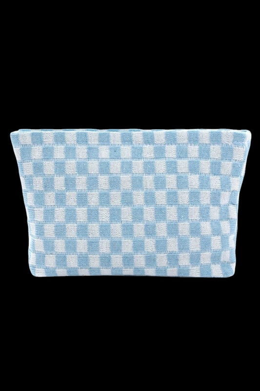 Checkered Cosmetic Bag - Blue