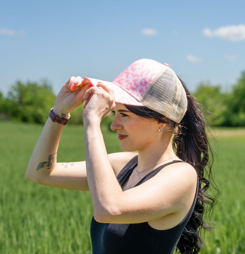 Trucker Leopard Hat - Pink