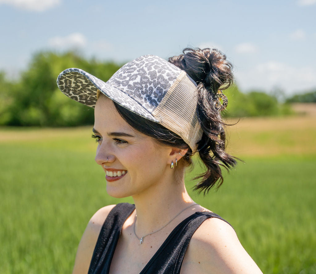 Trucker Leopard Hat - Gray