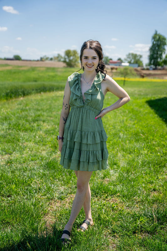 Flutter Dress - Lt Olive
