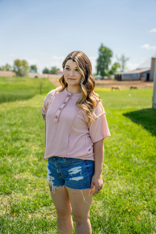 Tiffany Ribbed Top - Mauve