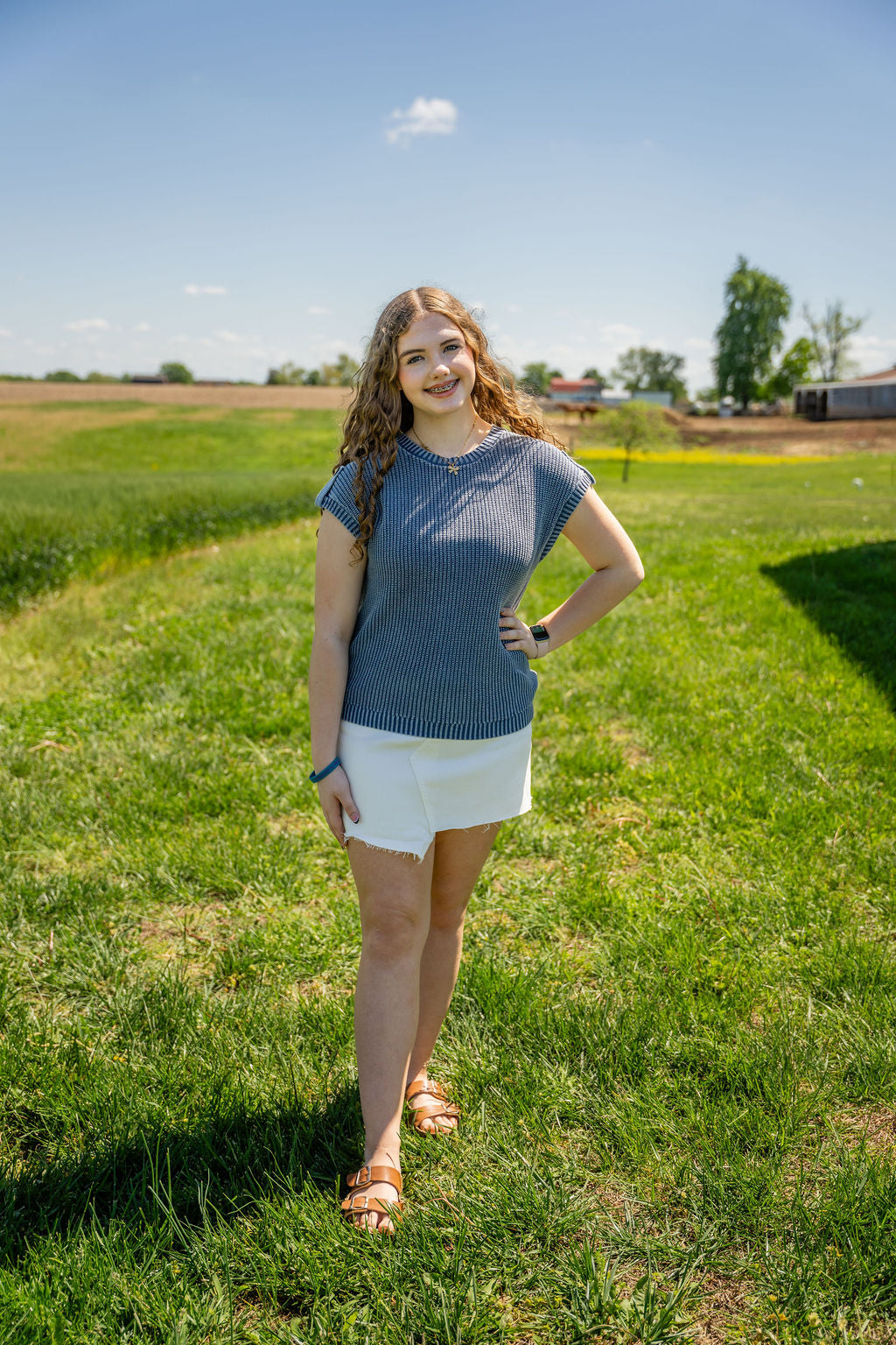 White Asymmetric Hem Skirt