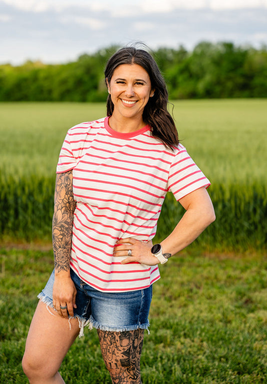 Annie Stripe Top - Pink