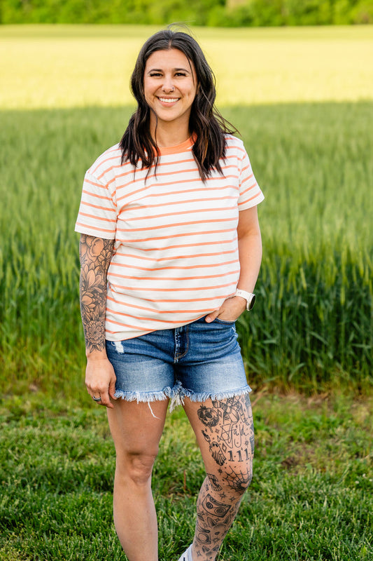 Annie Stripe Top - Coral