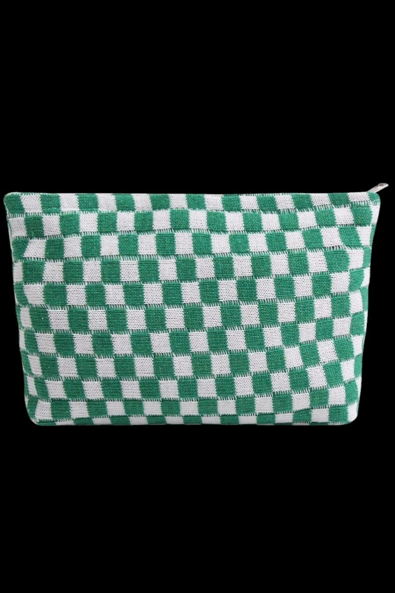 Checkered Cosmetic Bag - Green