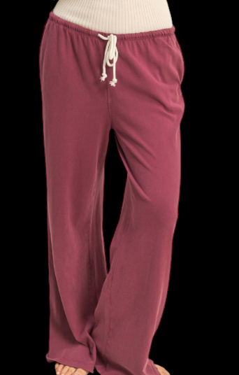 Oversized Drawstring Pants - Dark Cherry