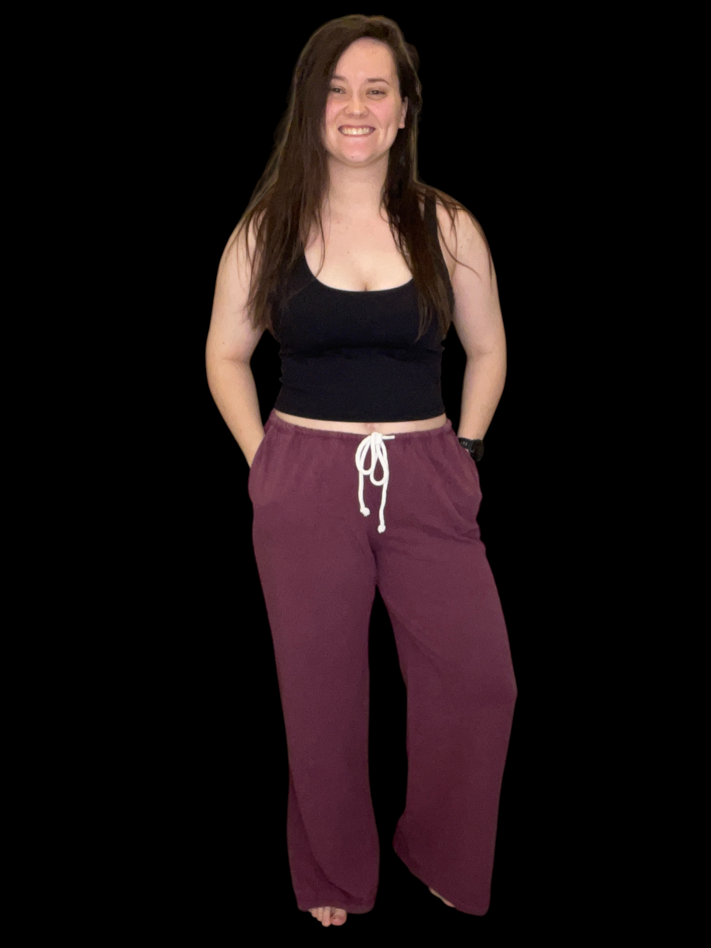 Oversized Drawstring Pants - Dark Cherry