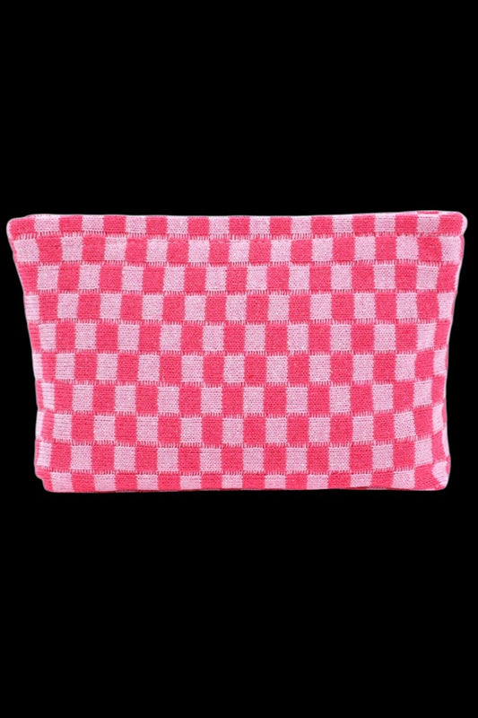 Checkered Cosmetic Bag - Pink