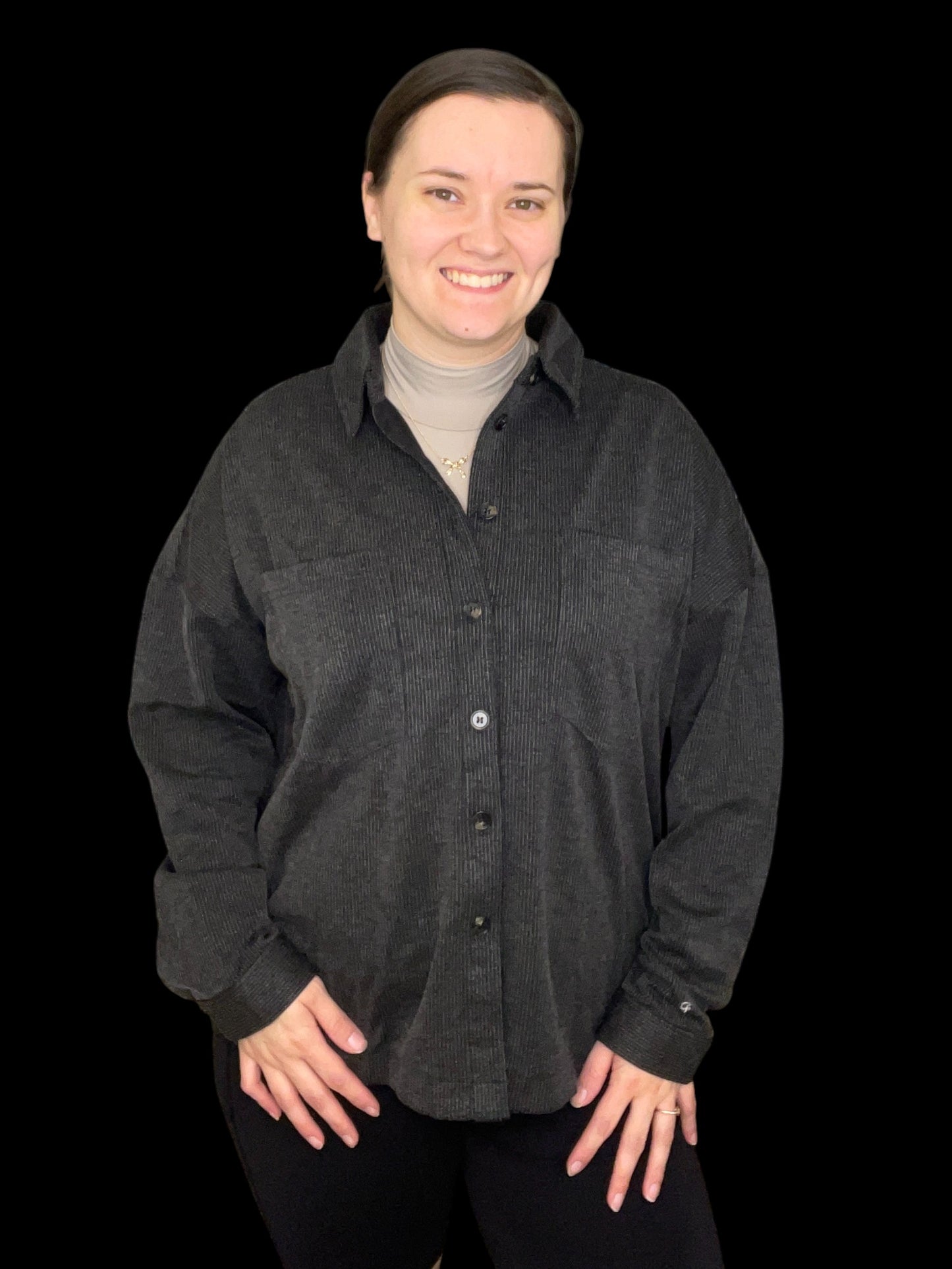 Oversized Pinstriped Button Down Shacket